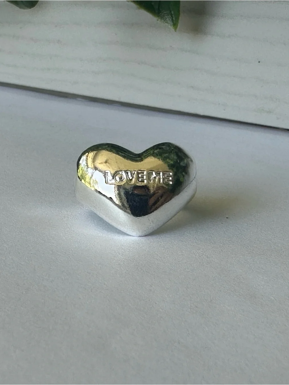 Sterling Silver Heart Bead Charm - Polished Silver - Picture 4 of 5